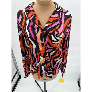 Diane von Furstenberg DVF XXS Colorful‎ Animal Print Long Sleeve Top